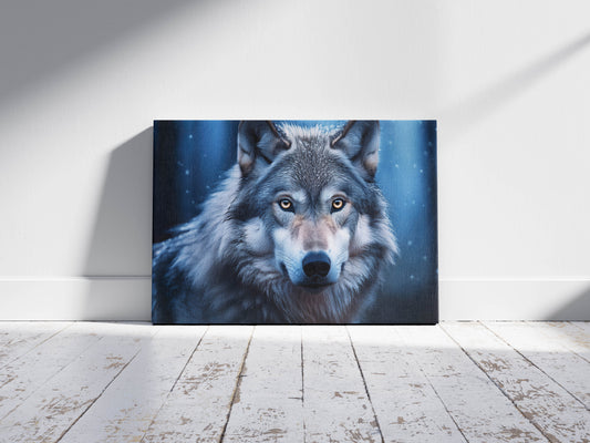 Moonbound – The Watchful Wolf: Wolf Portrait Art - Wild Dog Animal Print