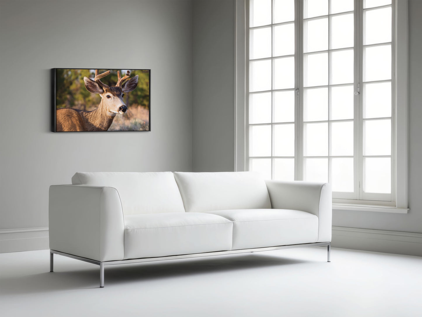 Peaceful Stag โ Meadow Watcher: Mule Deer Art - Gentle Animal Portrait
