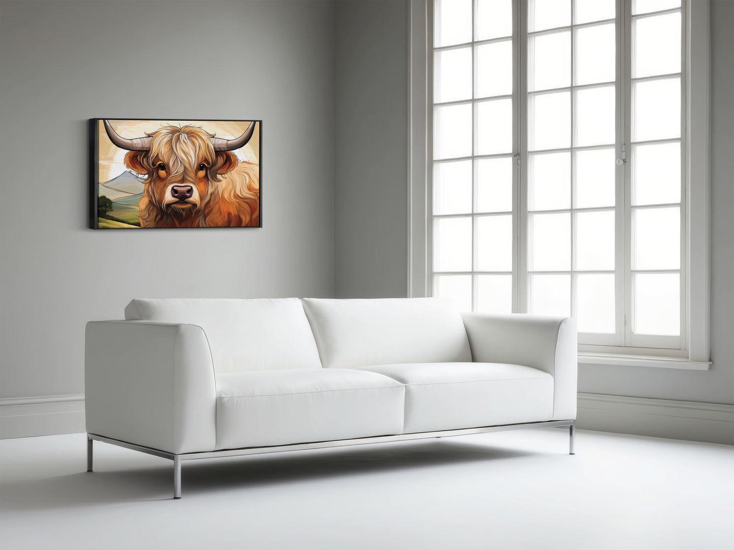 Sketch of the Highland Soul: Earthy Tones Highland Cow: A Line Art Wall Art