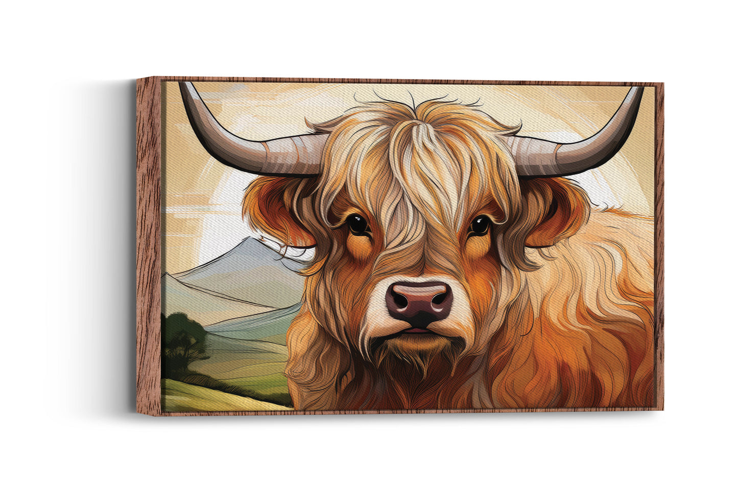 Sketch of the Highland Soul: Earthy Tones Highland Cow: A Line Art Wall Art