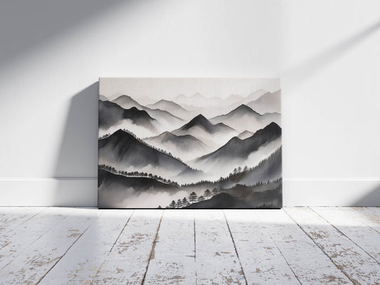 Silent Summits – Monochrome Mountain Print