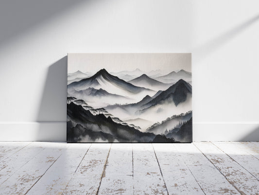 Zen Ridge – Black & White Landscape Canvas