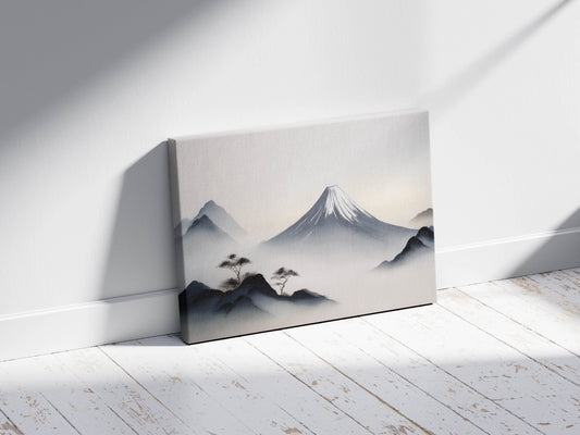 Quiet Peaks – Japandi Minimalist Mountain Art