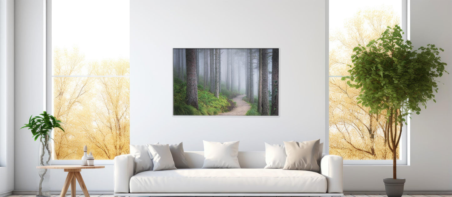 Ethereal Walk – Forest Fog Wall Art