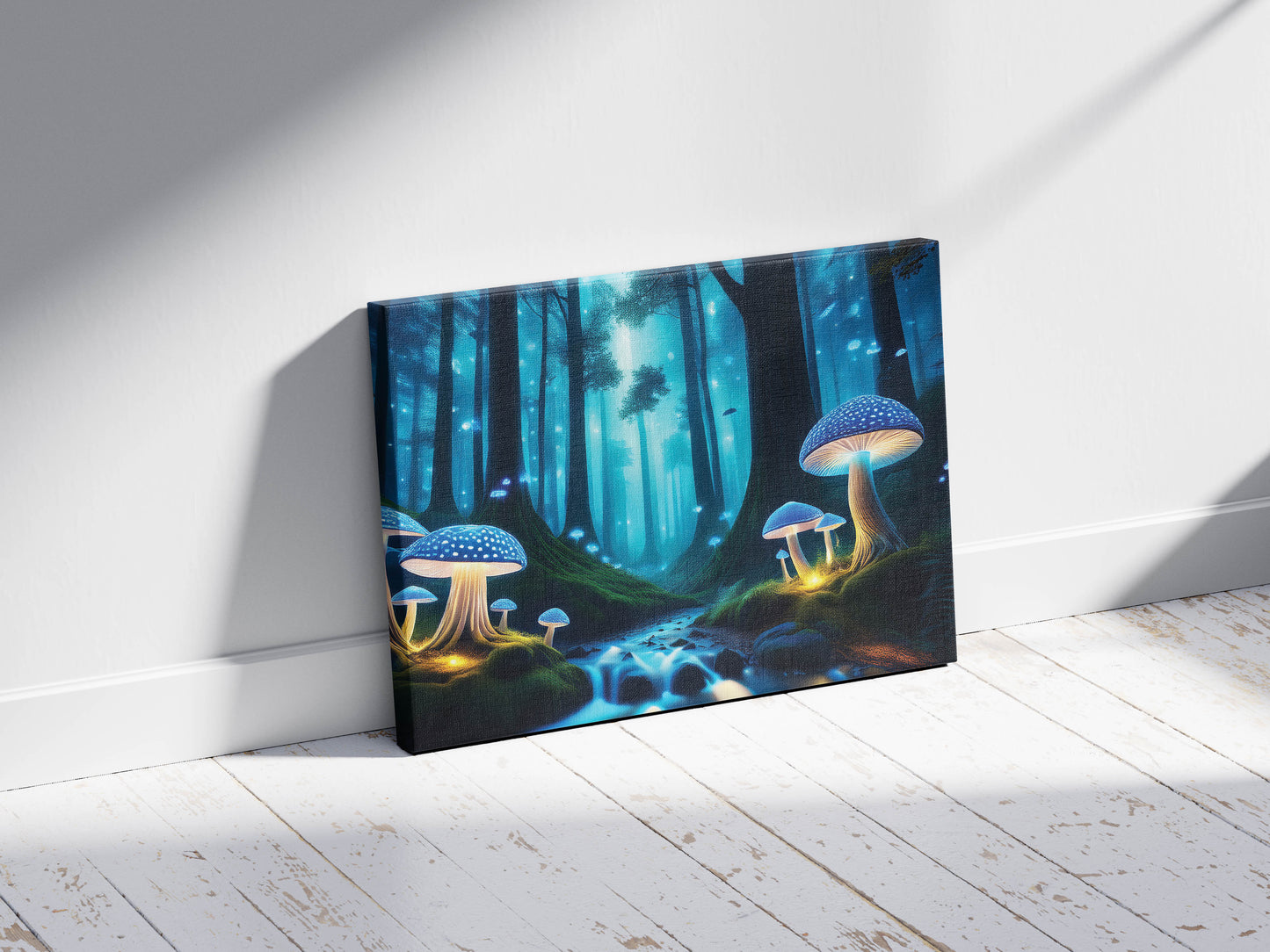 Glowgrove – Enchanted Forest Light: Fairy Mushroom Art - Magical Forest Scene