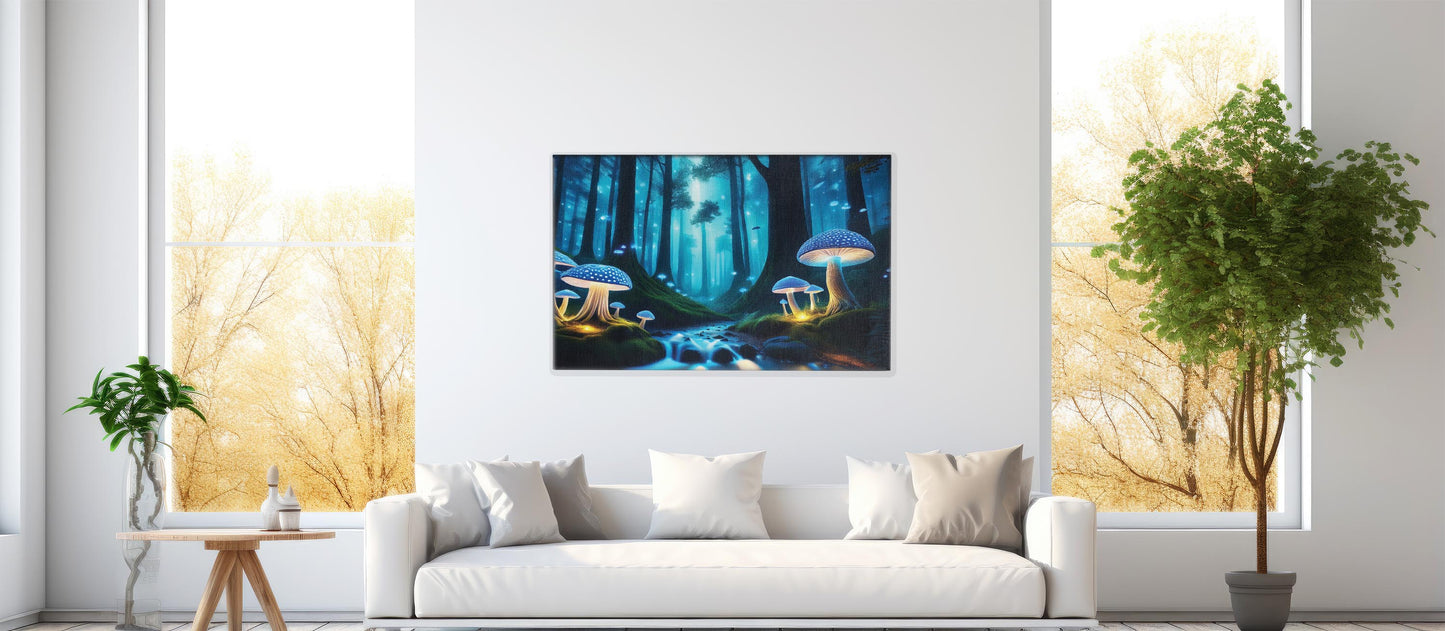 Glowgrove – Enchanted Forest Light: Fairy Mushroom Art - Magical Forest Scene