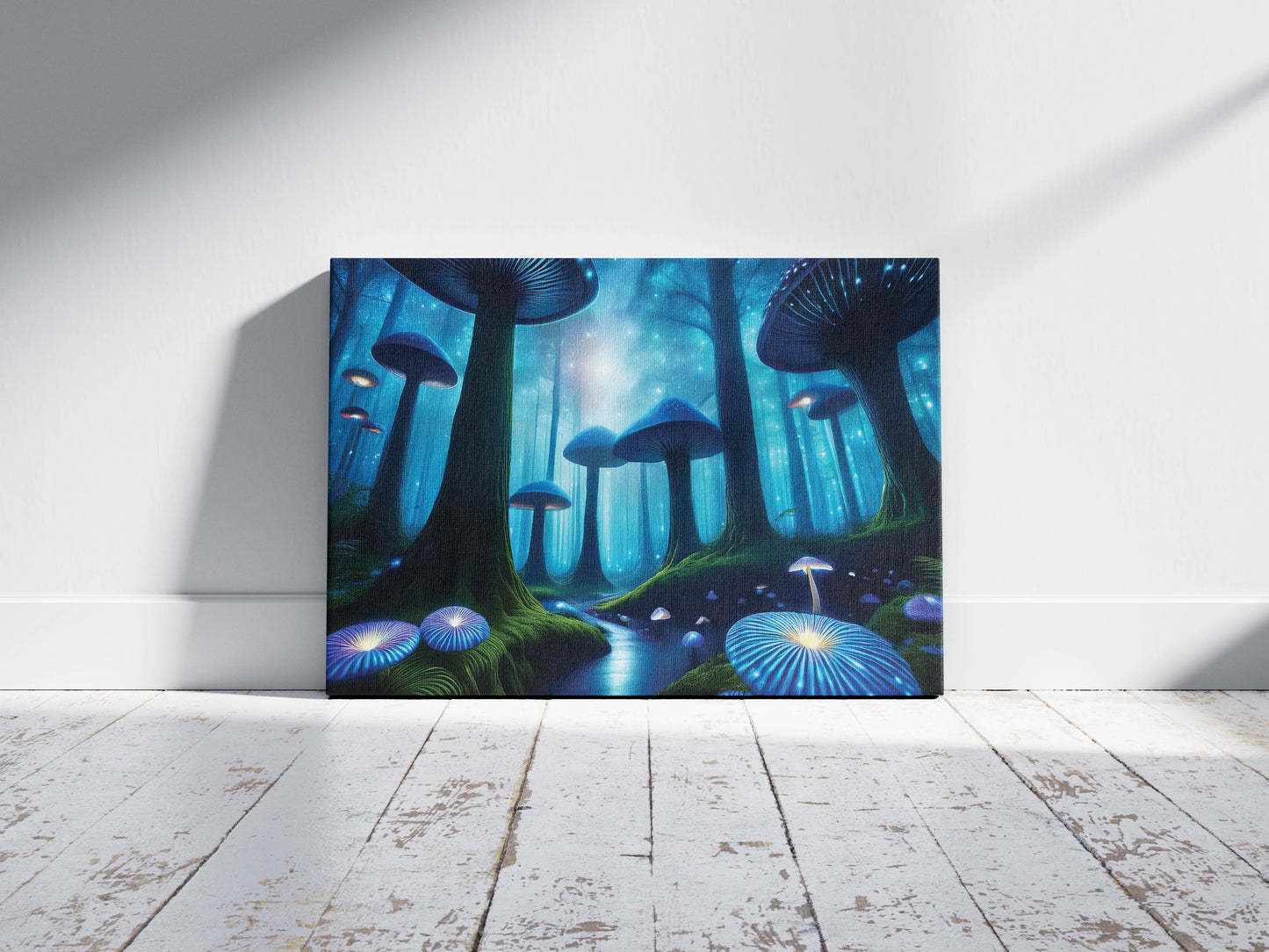 Bioluminescent Dreams: Fairy Mushroom Art - Magical Forest Scene