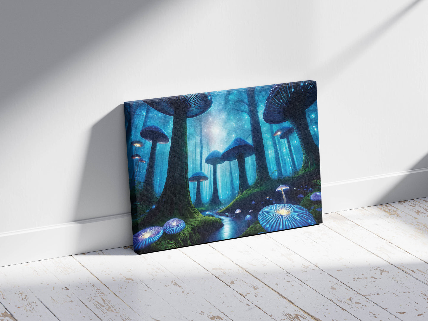Bioluminescent Dreams: Fairy Mushroom Art - Magical Forest Scene