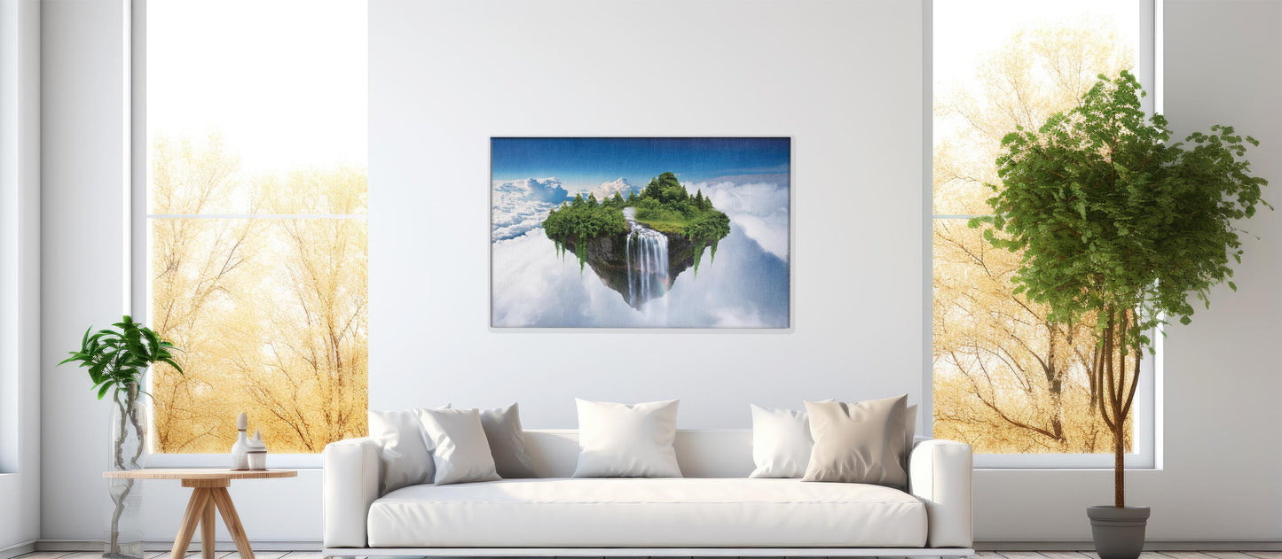 Waterfall of the Floating Realm: Floating Island Art - Surreal Landscape