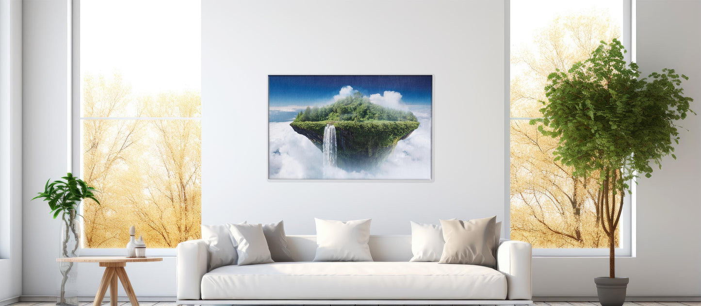 The Falls of Skyland: Floating Island Art - Surreal Landscape