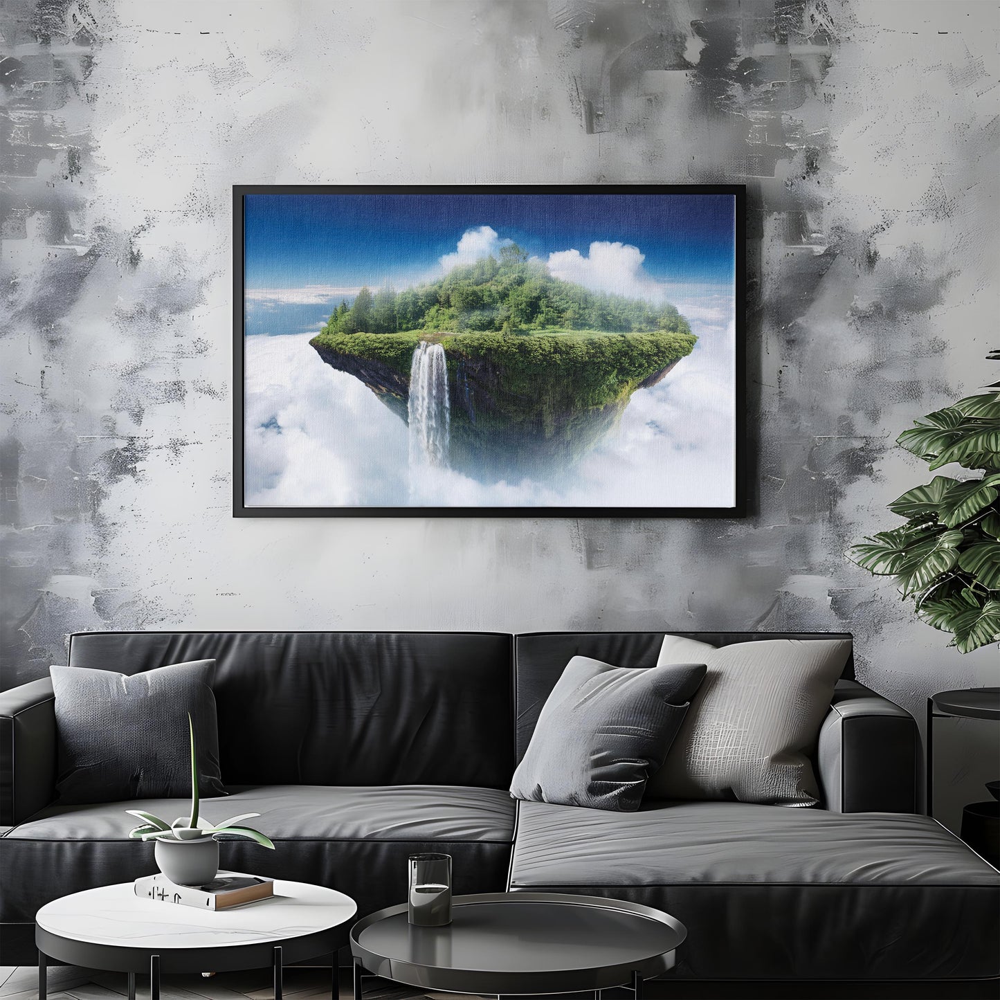 The Falls of Skyland: Floating Island Art - Surreal Landscape