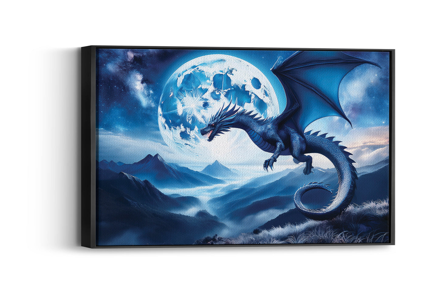 Moonflight Majesty โ The Midnight Dragon: Moonlit Dragon Art - Fantasy Night Scene