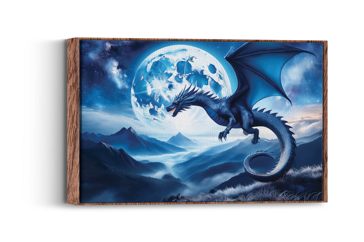 Moonflight Majesty โ The Midnight Dragon: Moonlit Dragon Art - Fantasy Night Scene