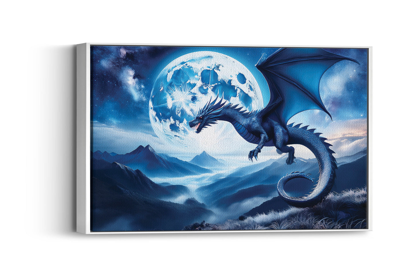 Moonflight Majesty โ The Midnight Dragon: Moonlit Dragon Art - Fantasy Night Scene