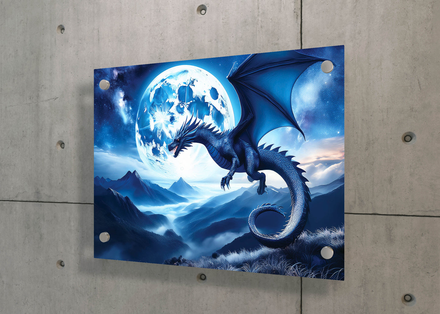 Moonflight Majesty โ The Midnight Dragon: Moonlit Dragon Art - Fantasy Night Scene