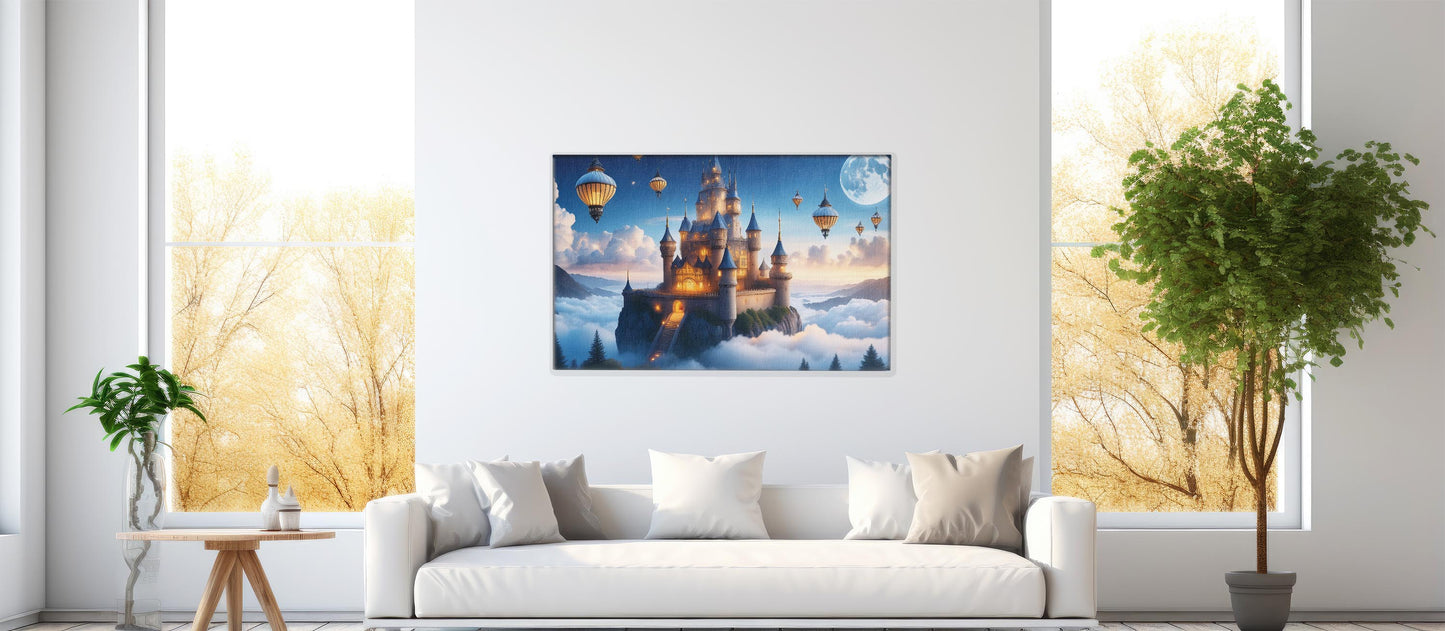 Floating Kingdom of Light: Floating Castle Art - Magical Kingdom Scene