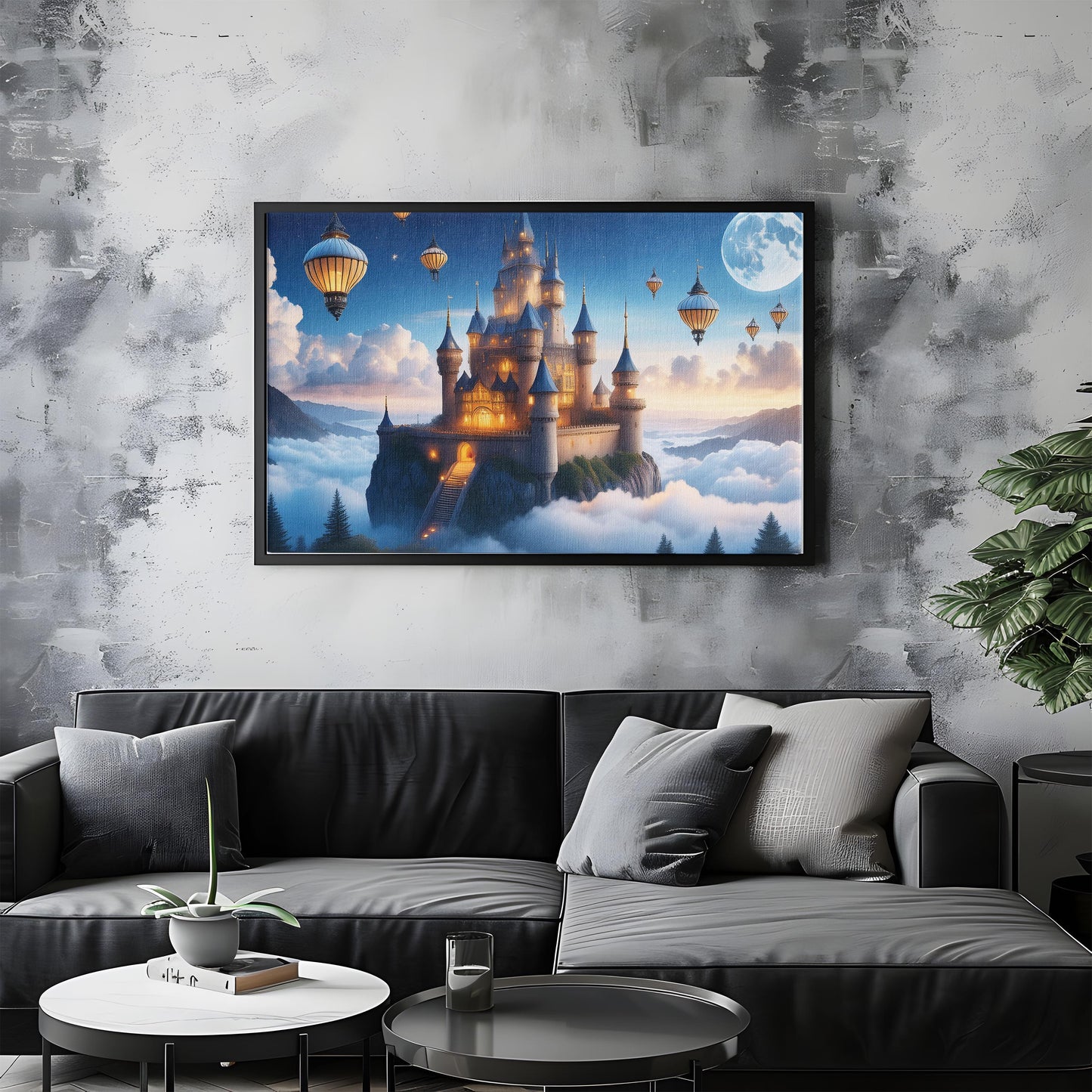 Floating Kingdom of Light: Floating Castle Art - Magical Kingdom Scene
