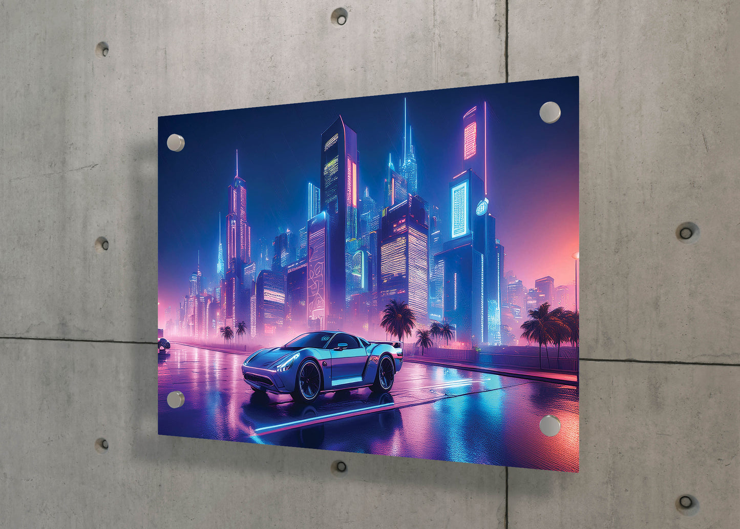 Neon Drift – City of Dreams: Vaporwave City Art - Retro-Futuristic Scene