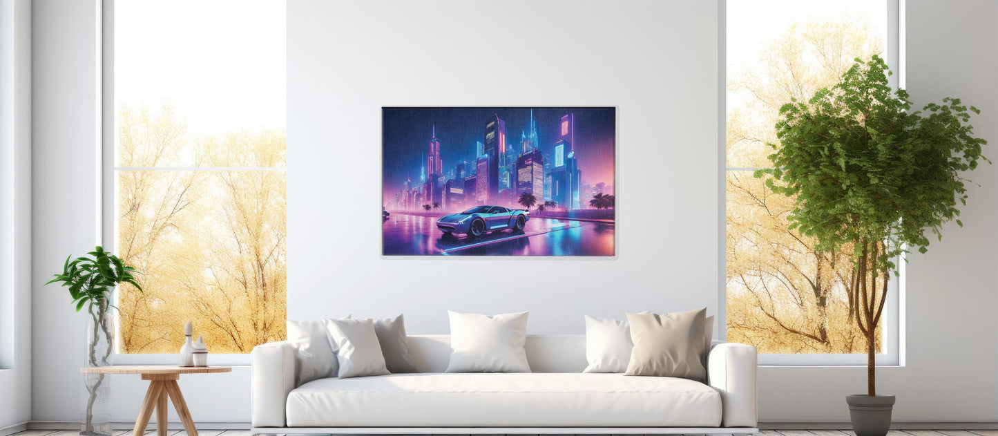 Neon Drift – City of Dreams: Vaporwave City Art - Retro-Futuristic Scene
