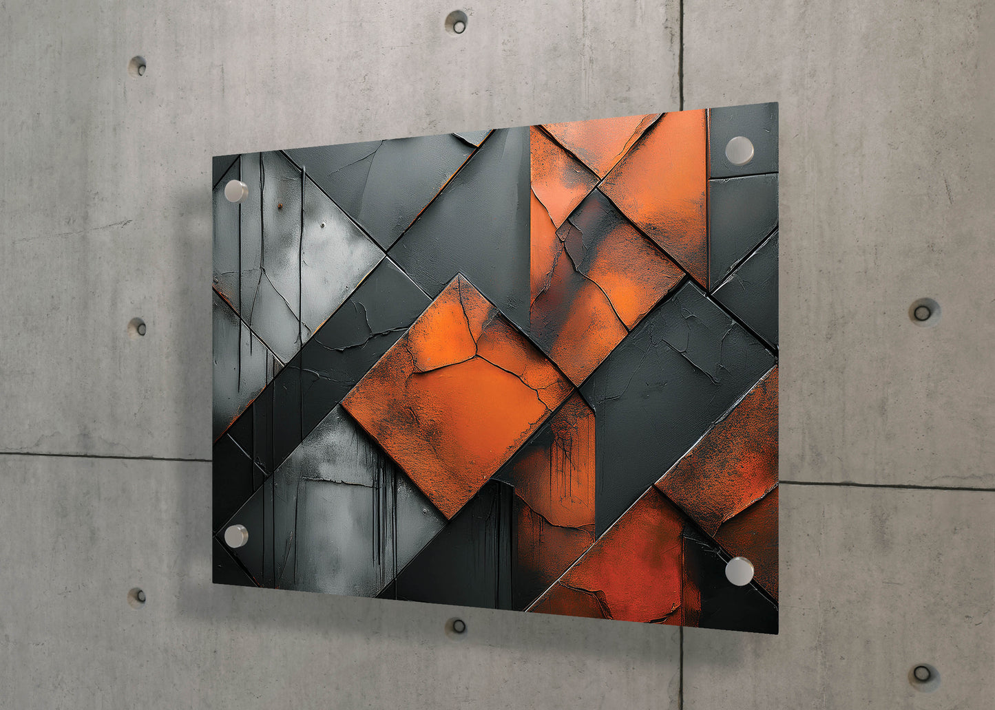 Steel Soul โ Industrial Geometry: Industrial Texture Art - Metal Concrete Print