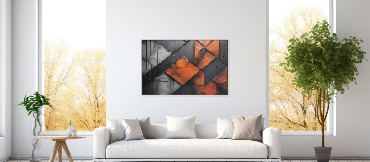 Steel Soul โ Industrial Geometry: Industrial Texture Art - Metal Concrete Print