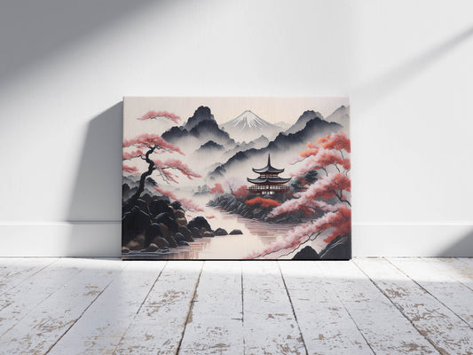 Cherry Mist – Inked Tranquility: Sumi-e Ink Wash - Japanese Zen Art