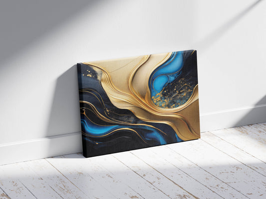 Navy and Gold Symphony - Abstract Art