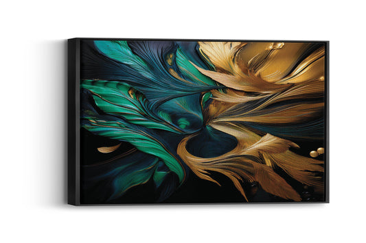 Teal and Gold Harmony - Abstract Art