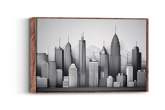 Urban Symphony – Minimalist Line Art Cityscape Wall Art