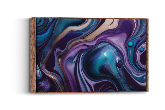 Cosmic Waves - Fluid Acrylic Pour Swirls with Metallic Accents and Deep Jewel Tones