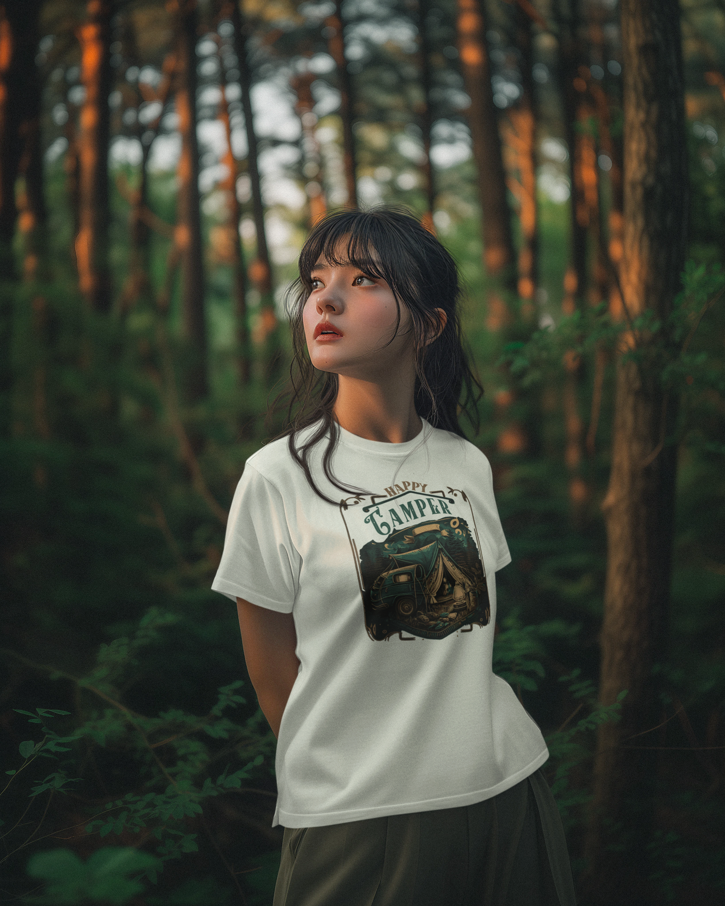 Vintage - Happy Camper White Shirt
