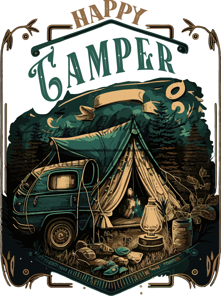 Vintage - Happy Camper White Shirt