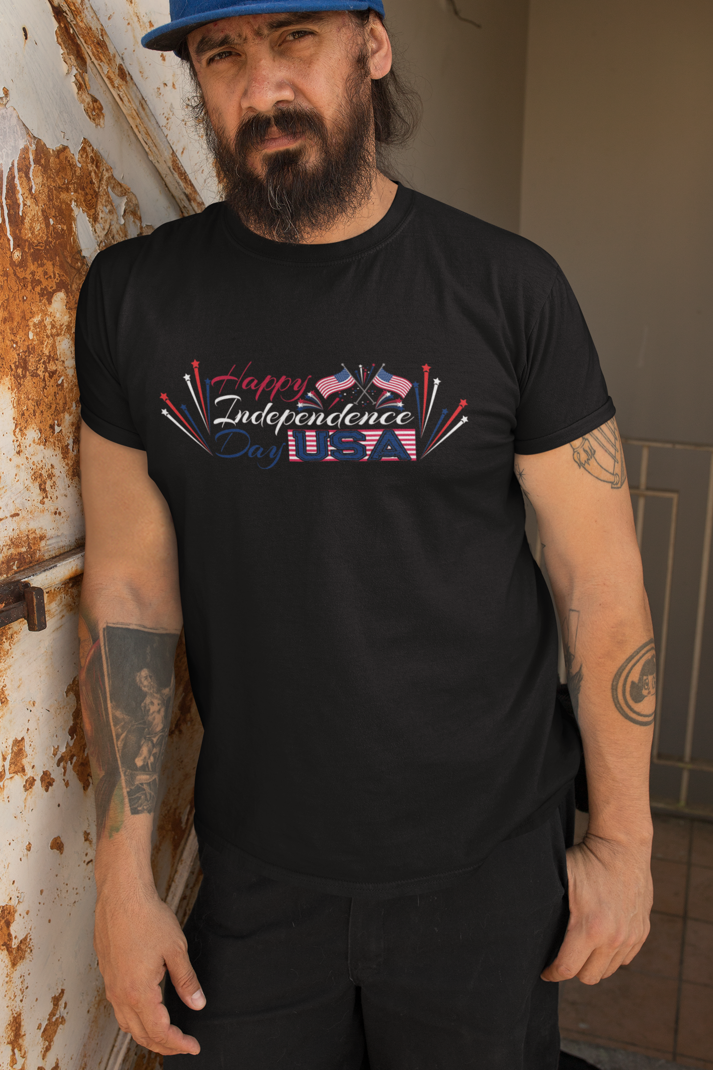 Happy Independence Day USA Text Stars, Stripes & Script USA Freedom