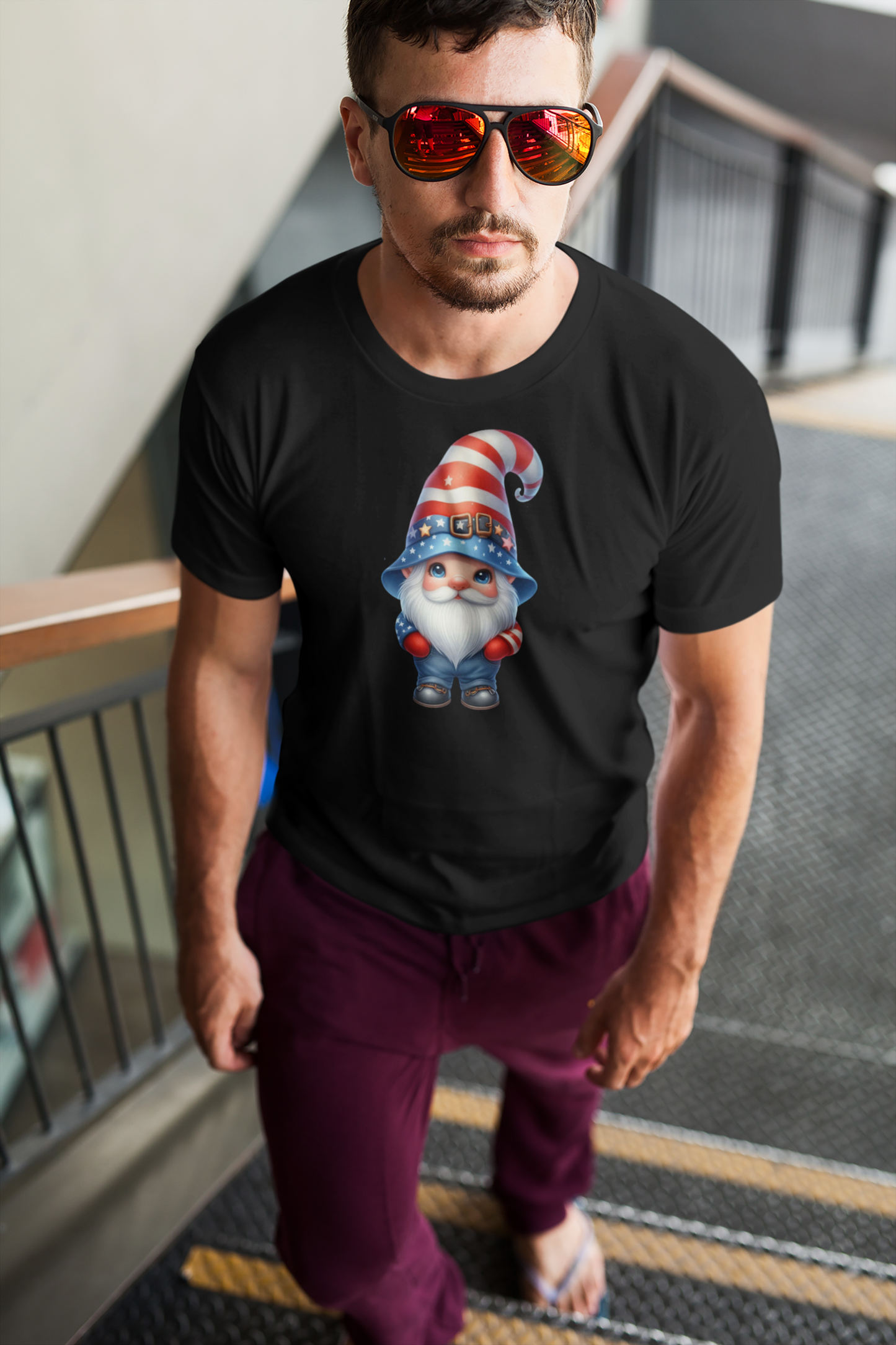 Patriotic Gnome Blue Hat Whimsical Watchman of Freedom