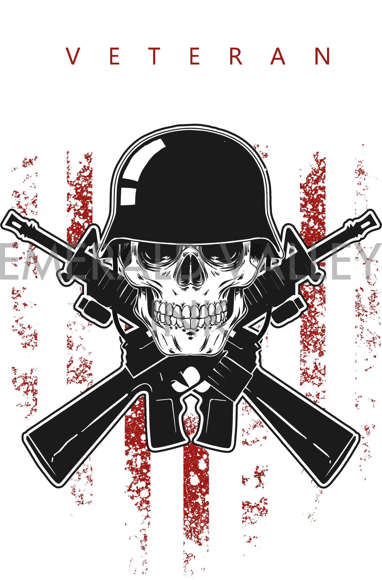American Veteran Skull with Crossed Rifles and Flag
