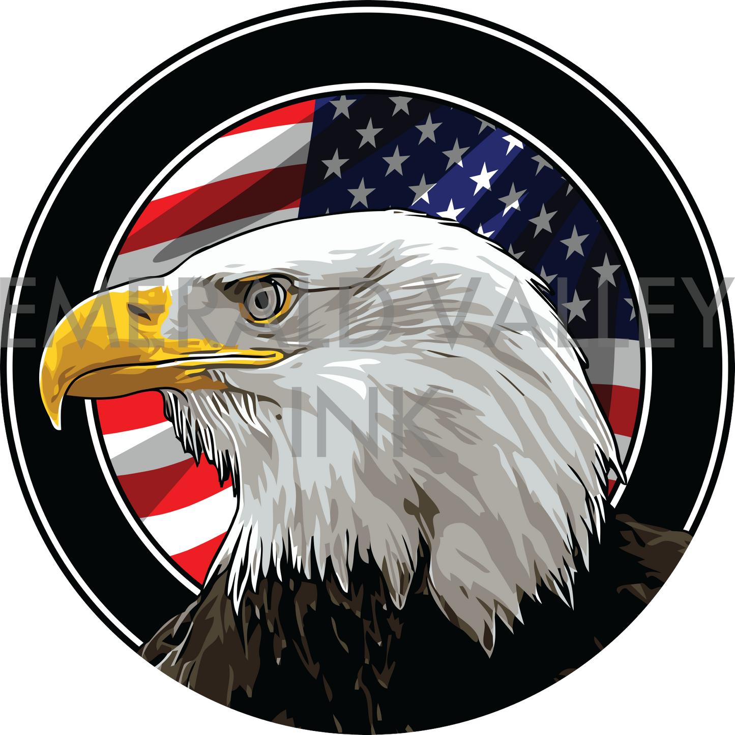 Eagle Head On American Flag