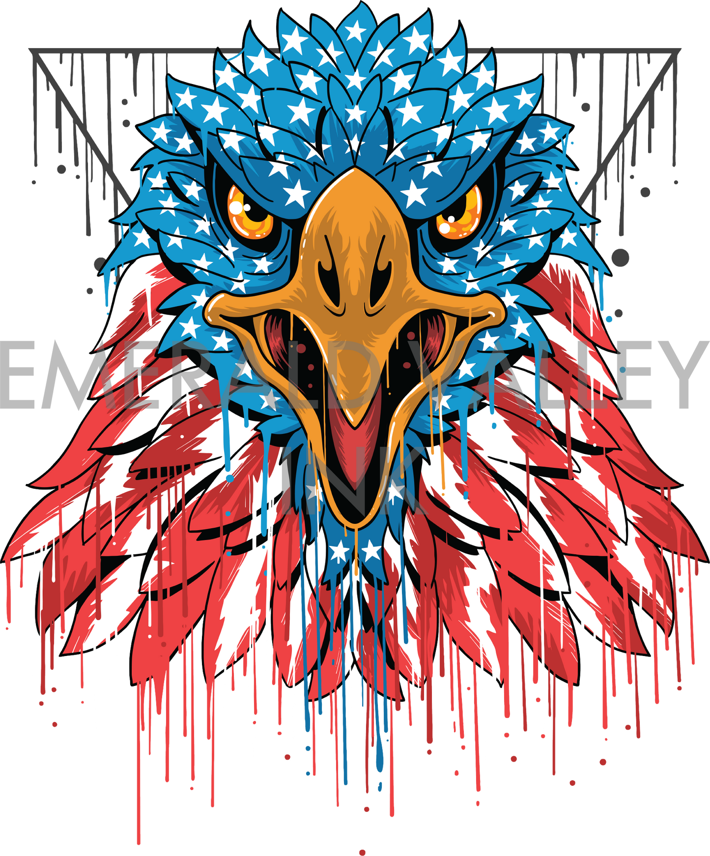 Eagle Head with American Flag Painted Face