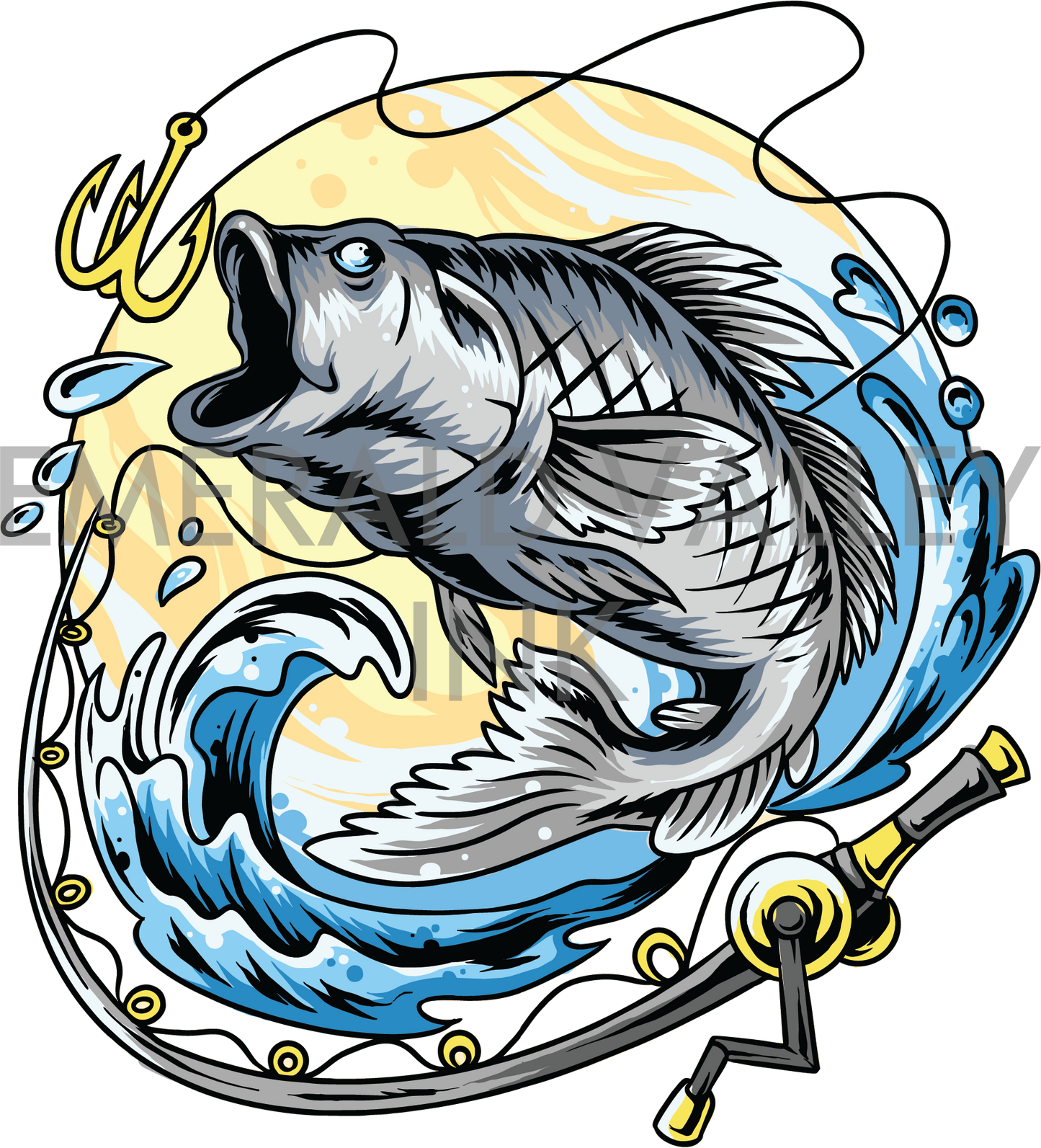 Fishing Pole and Great Sea Bass