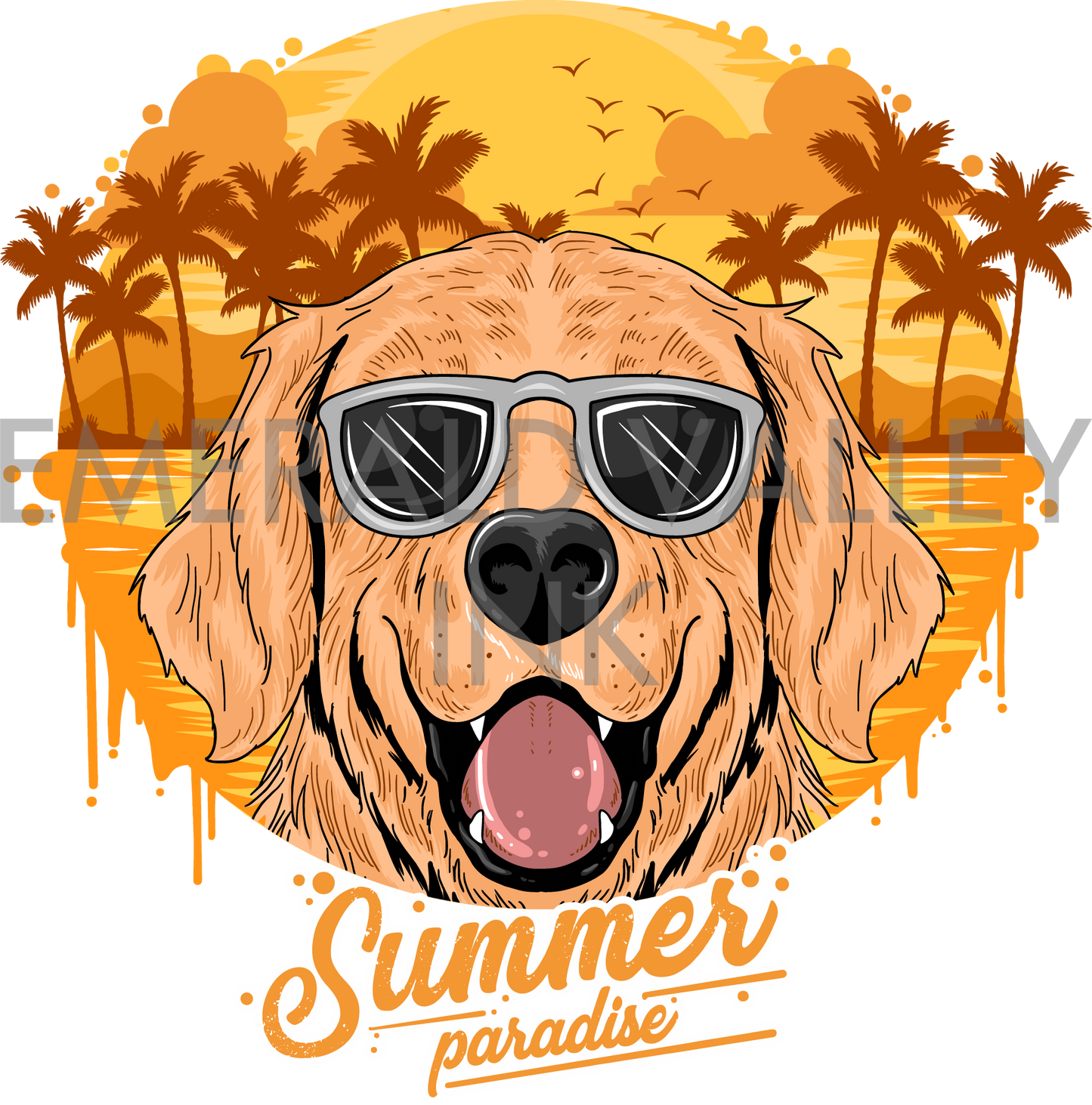 Golden Dogs Wearing Sunglasses During Summer at the Beach