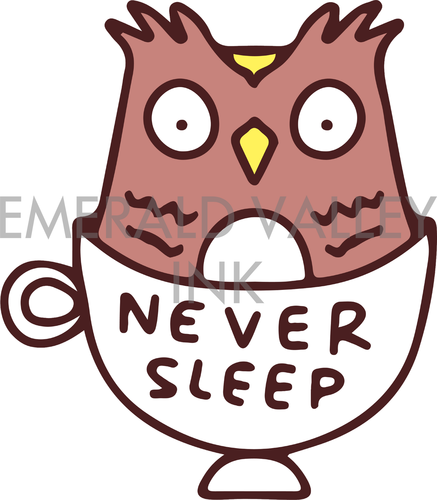 Never Sleep Owl In a Coffee Cup