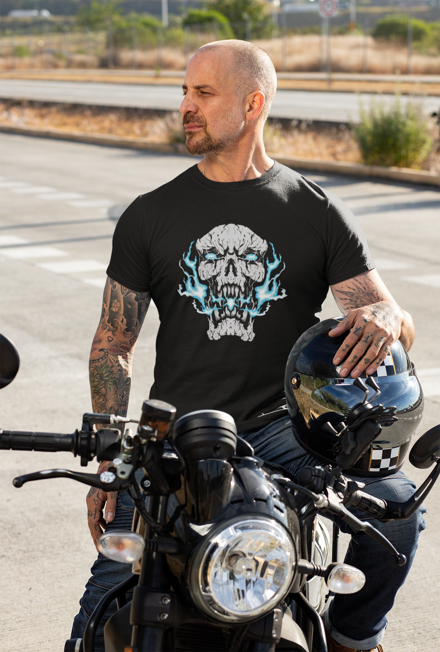 Skull with Blue Flames
