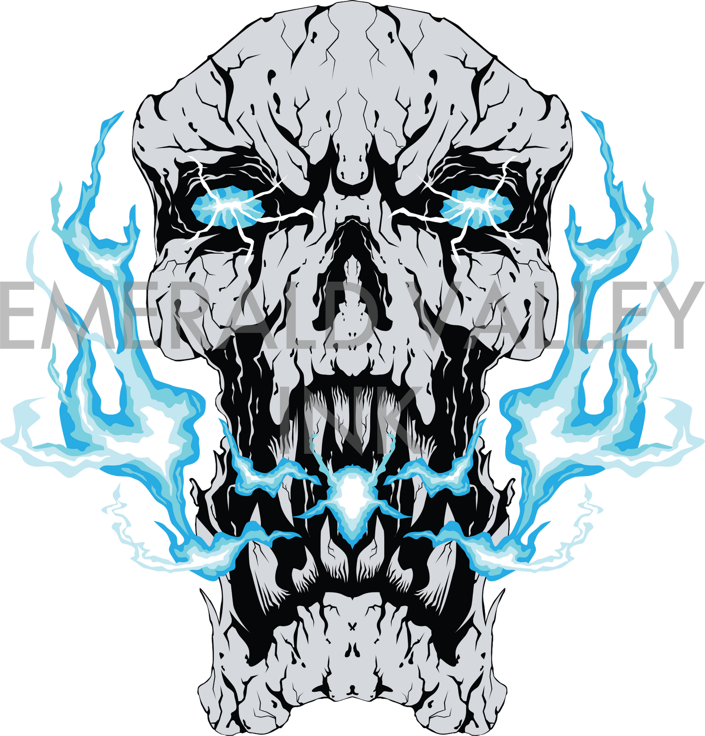 Skull with Blue Flames