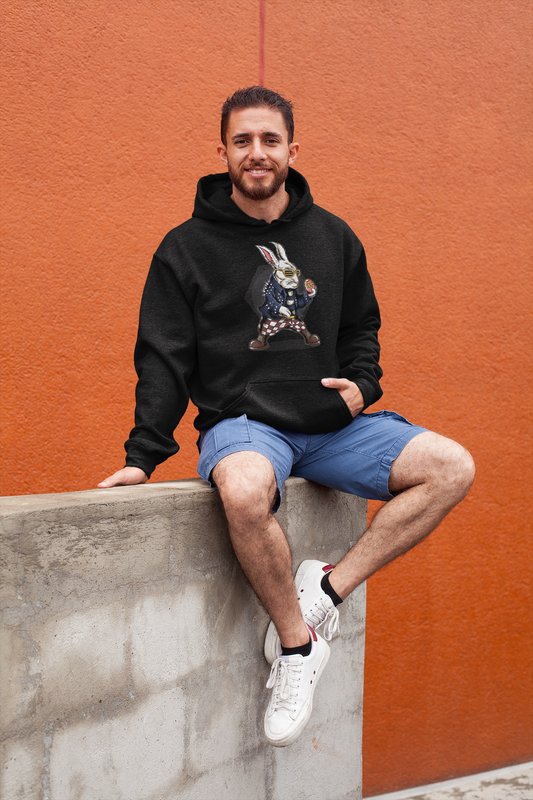 Easter Bunny Holding Eggs and Wearing a Rocker Jacket