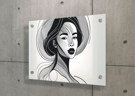 Minimalist Face Line Art - Black White Wall Art