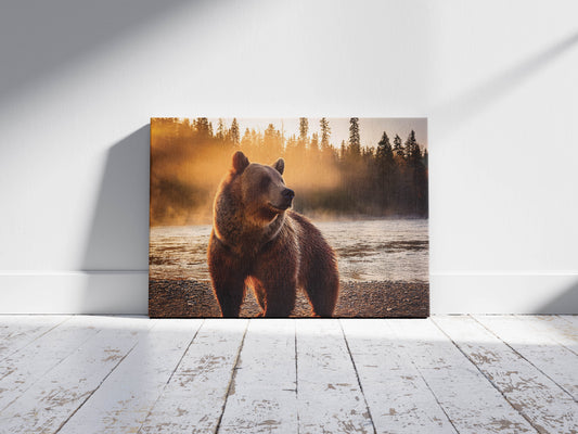 Golden Strength – Bear in the Wild: Bear Portrait Art - Wild Animal Print