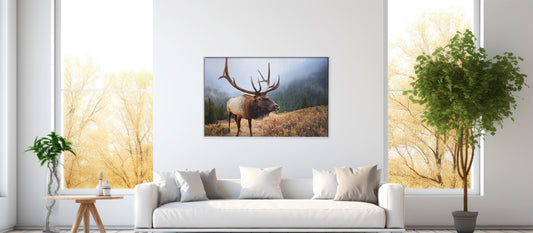 Silent Strength – Nature’s Monarch: Forest Elk Art - Scenic Animal Wall Hanging