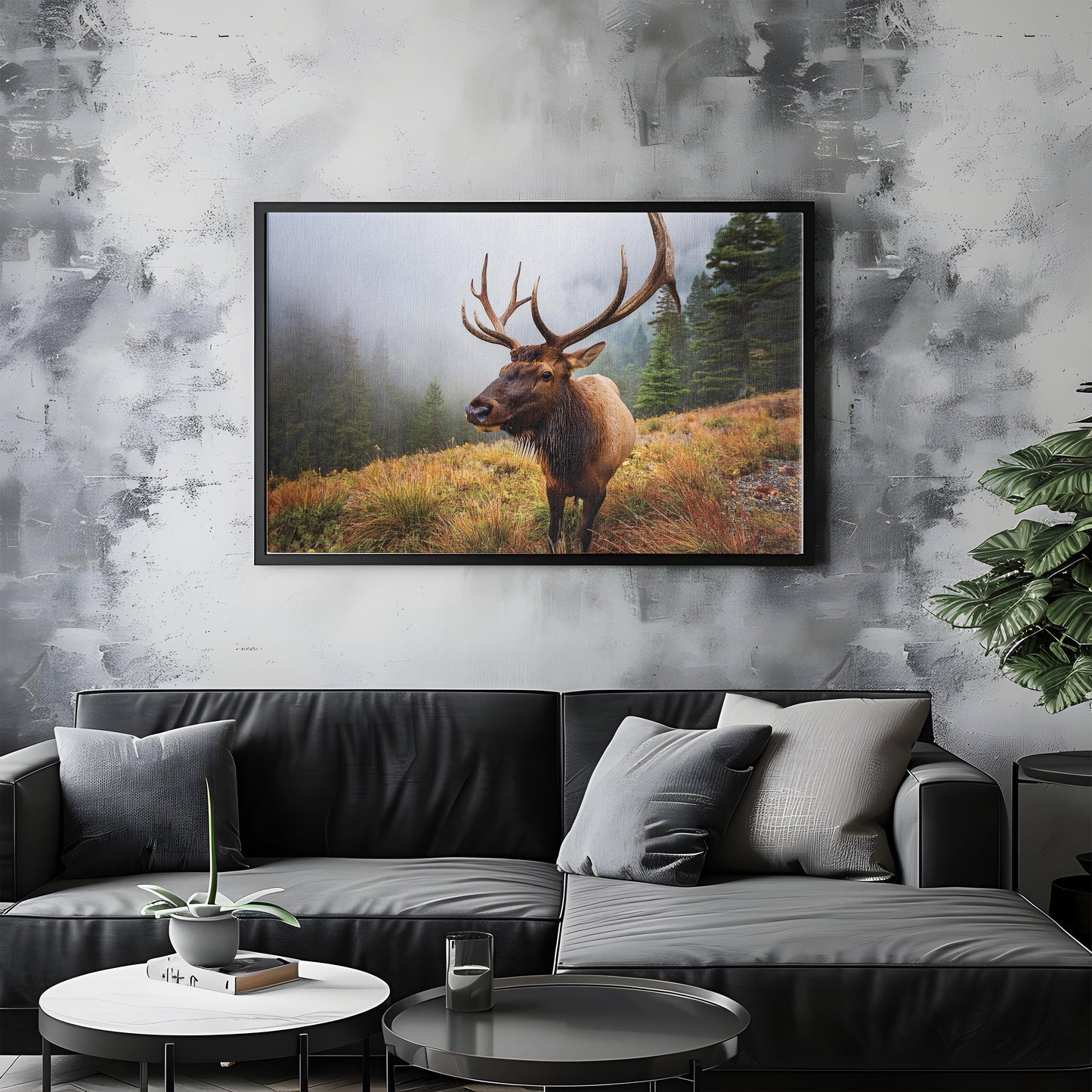 Antler Majesty – Misty Morning Elk: Cascade Elk Art - Mountain Animal Print
