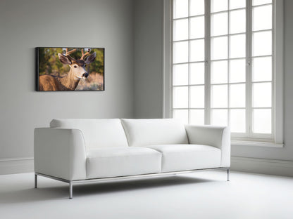 Peaceful Stag – Meadow Watcher: Mule Deer Art - Gentle Animal Portrait