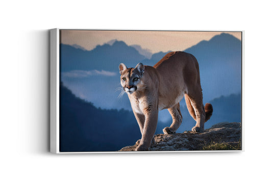 Eyes of the Ridge – Mountain Majesty: Puma Art - Dramatic Animal Wall Hanging