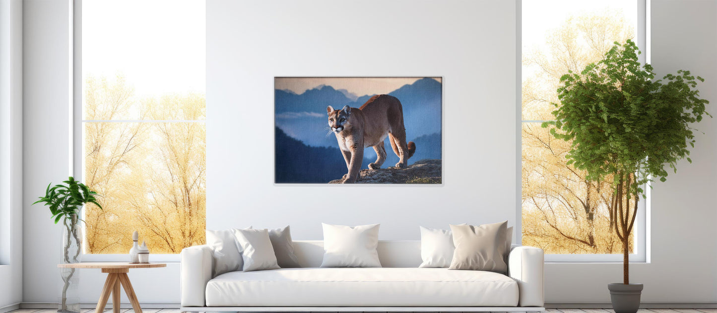Shadow Stalker – Mountain Ghost: Mountain Lion Art - Solitary Cat Animal